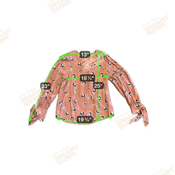 REBECCA TAYLOR Silk Long Sleeve Paintbrush Top Blouse Tied cuffs V-neck Sz 4 - Picture 9 of 11